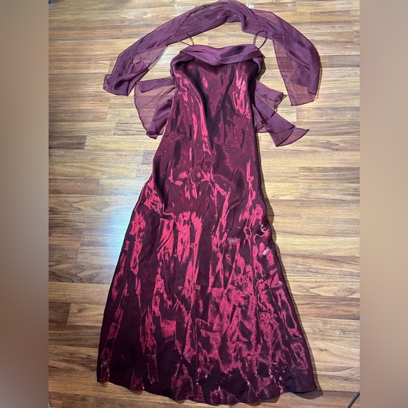 Vintage 90’s Iridescent Crimson Dress Prom Dress Maxi Dress Red Size Large - Picture 3 of 14